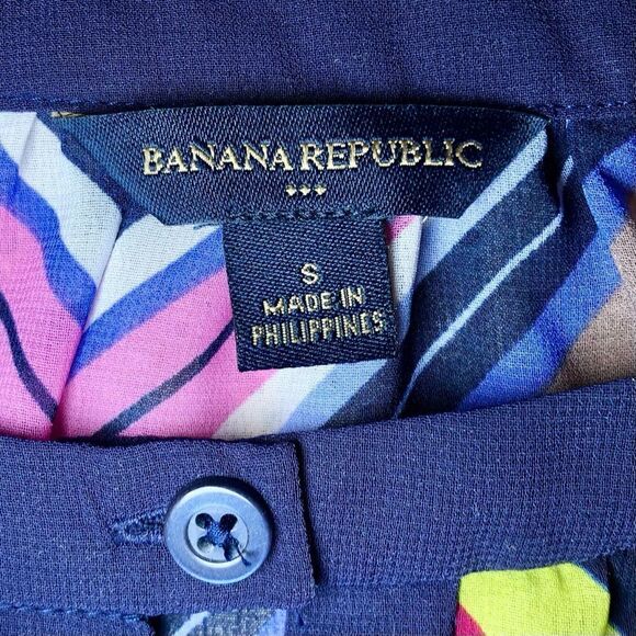 Banana Republic Sheer Chevron Blouse with 3/4 Sleeves in Multi Color Women’s S - Picture 5 of 7